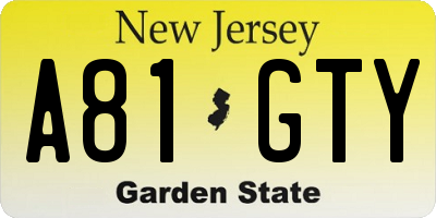 NJ license plate A81GTY