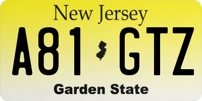 NJ license plate A81GTZ