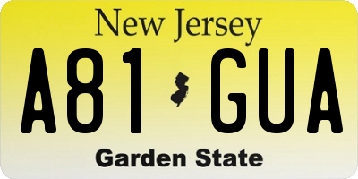 NJ license plate A81GUA