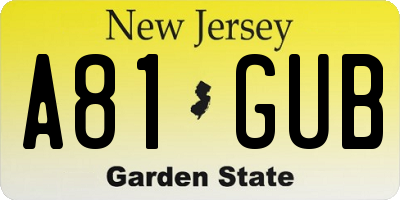 NJ license plate A81GUB