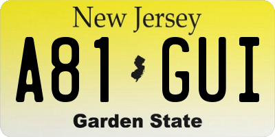 NJ license plate A81GUI