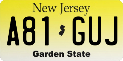 NJ license plate A81GUJ