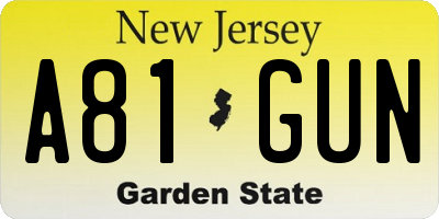 NJ license plate A81GUN