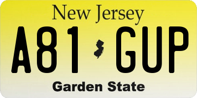 NJ license plate A81GUP