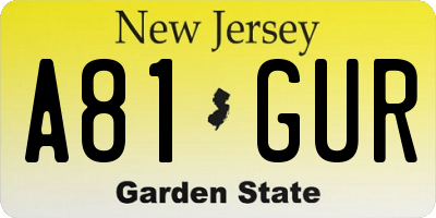 NJ license plate A81GUR