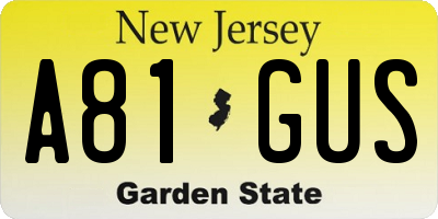 NJ license plate A81GUS