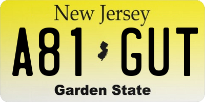 NJ license plate A81GUT