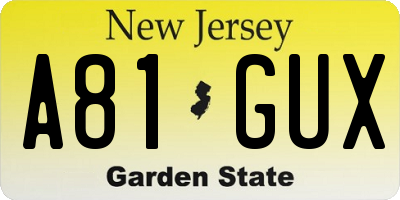 NJ license plate A81GUX