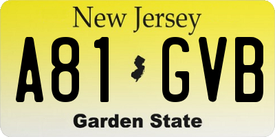 NJ license plate A81GVB