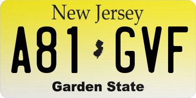 NJ license plate A81GVF