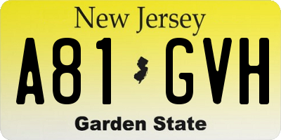 NJ license plate A81GVH