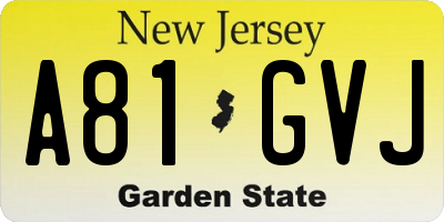 NJ license plate A81GVJ