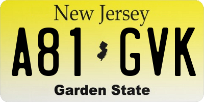 NJ license plate A81GVK
