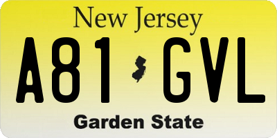 NJ license plate A81GVL