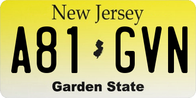 NJ license plate A81GVN
