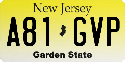 NJ license plate A81GVP