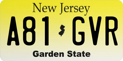 NJ license plate A81GVR