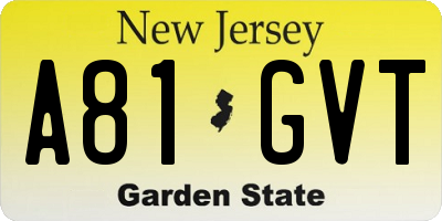 NJ license plate A81GVT