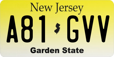NJ license plate A81GVV