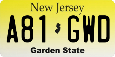 NJ license plate A81GWD