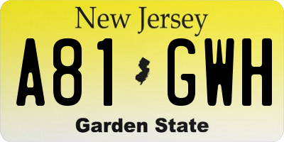 NJ license plate A81GWH