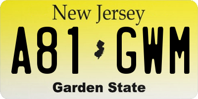 NJ license plate A81GWM