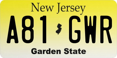 NJ license plate A81GWR