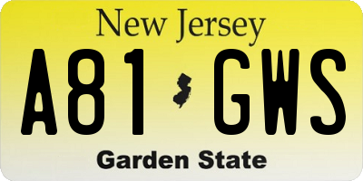 NJ license plate A81GWS