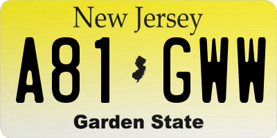 NJ license plate A81GWW