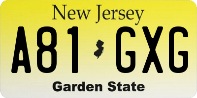 NJ license plate A81GXG