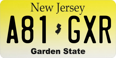 NJ license plate A81GXR