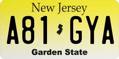 NJ license plate A81GYA