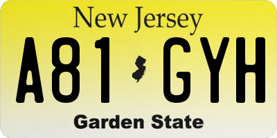 NJ license plate A81GYH