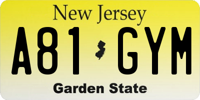 NJ license plate A81GYM