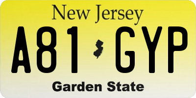 NJ license plate A81GYP