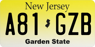 NJ license plate A81GZB
