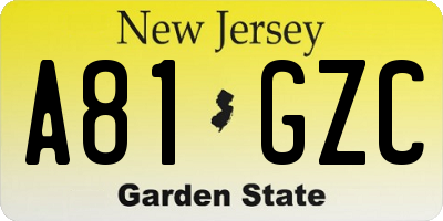 NJ license plate A81GZC