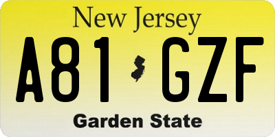 NJ license plate A81GZF