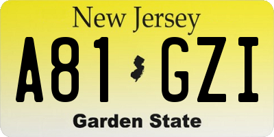 NJ license plate A81GZI