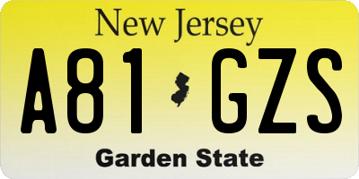 NJ license plate A81GZS
