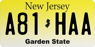 NJ license plate A81HAA