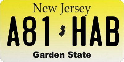 NJ license plate A81HAB