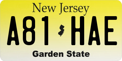 NJ license plate A81HAE