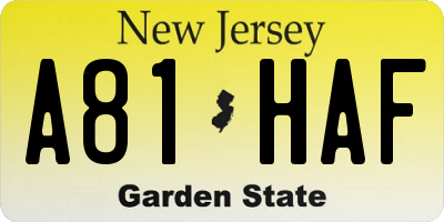 NJ license plate A81HAF