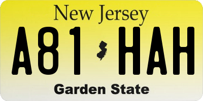 NJ license plate A81HAH