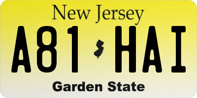 NJ license plate A81HAI