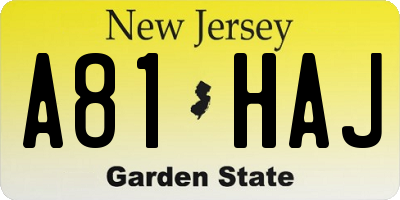 NJ license plate A81HAJ