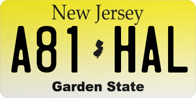 NJ license plate A81HAL