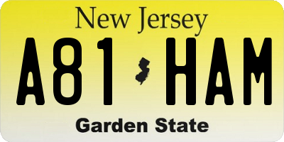 NJ license plate A81HAM