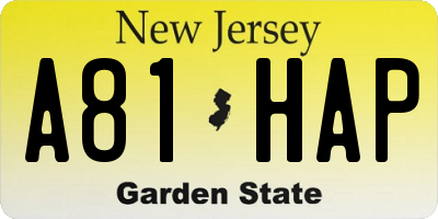 NJ license plate A81HAP
